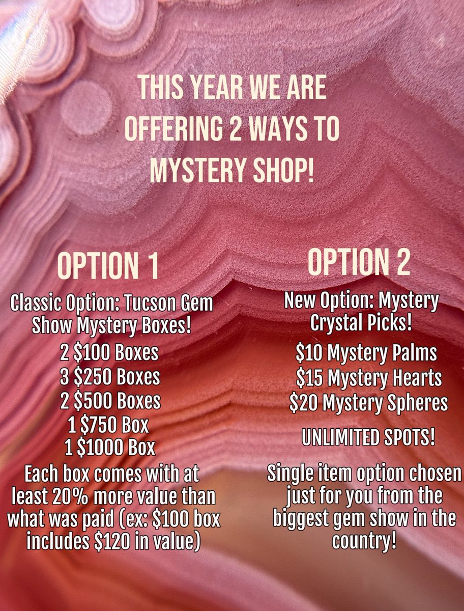 Everything you need to know about Gemshow Mystery Boxes and Mystery Crystal Picks launching TODAY at 11am MT!

1/7