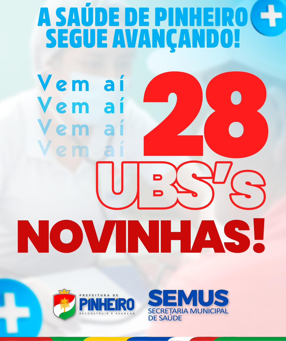 28 UBS estão sendo reconstruídas em nossa Princesa da Baixada.
A saúde avança para garantir mais conforto, dignidade e qualidade no atendimento aos pinheirenses.