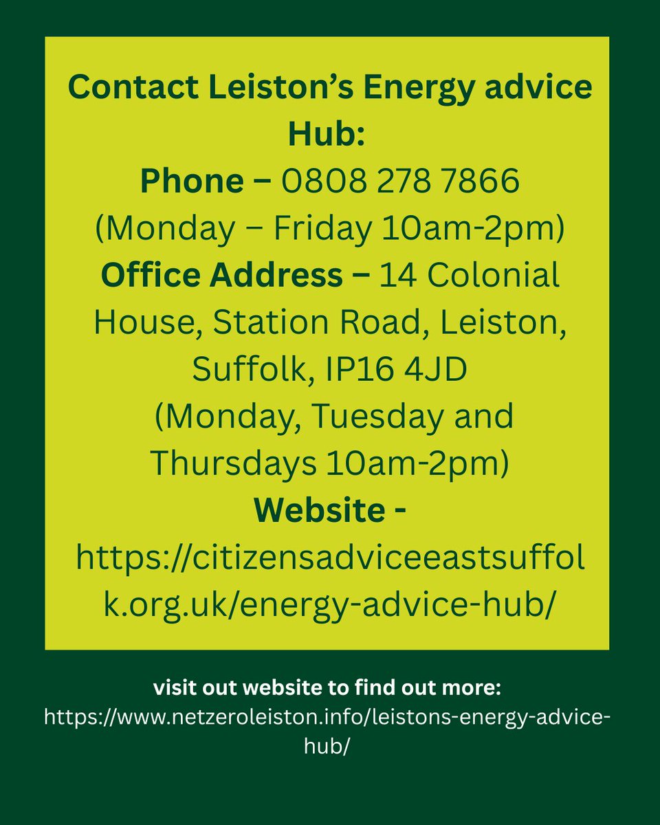NetZero_Leiston's tweet photo. 💡🧣 Leiston’s Energy Advice Hub 💡🧣

Colder weather is on the way, and heating worries can creep in. Leiston’s Energy Advice Hub is here with friendly, accessible advice to help you stay warm and in control. https://t.co/PmoLExSkoE