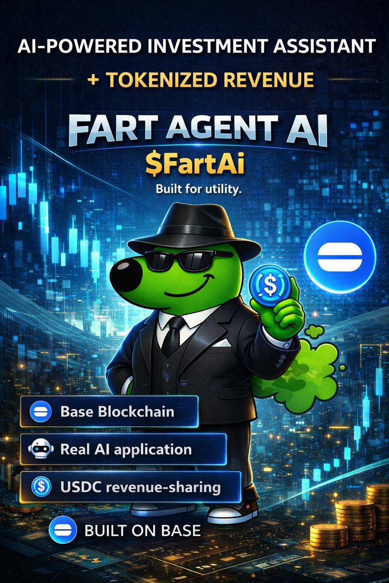 Itsmedan000's tweet photo. The next evolution of crypto won’t be louder.

It will be smarter.

Autonomous systems.
On-chain intelligence.
Real products.

Introducing @basedfart_ai ( $FartAi ).

Ca: 0x3bDf99E0476251aA1B46BA7d1A0365743328cA55 https://t.co/DhBtiSTXUd