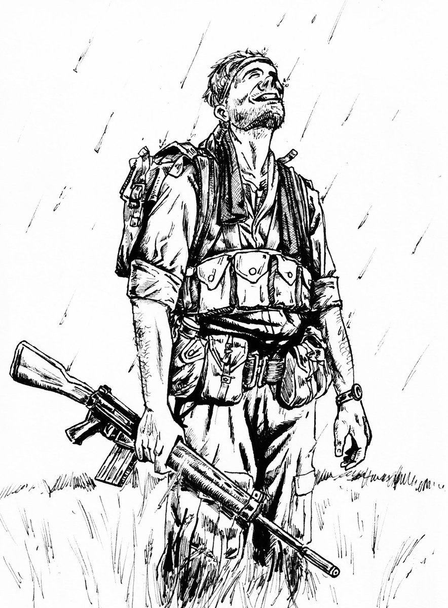 Aren't we all Rhodesians now?

🇬🇧 Rhodesian light infantryman, Rhodesian bush war, 1970s
🇷🇸 Родезијски лаки пешадинац, Родезијски грађански рат, седамдесете

Tried some rudimentary coloring and shading in Photoshop /// Пробао сам неко основно бојење и сенчење у фотошопу.