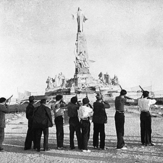 NapoleonBonabot's tweet image. The Spanish Civil War. During which more than 20% of all male clergy members in the Republican zone of control were executed, multitudes of churches were looted by communists, and bodies of nuns were exhumed to be desecrated