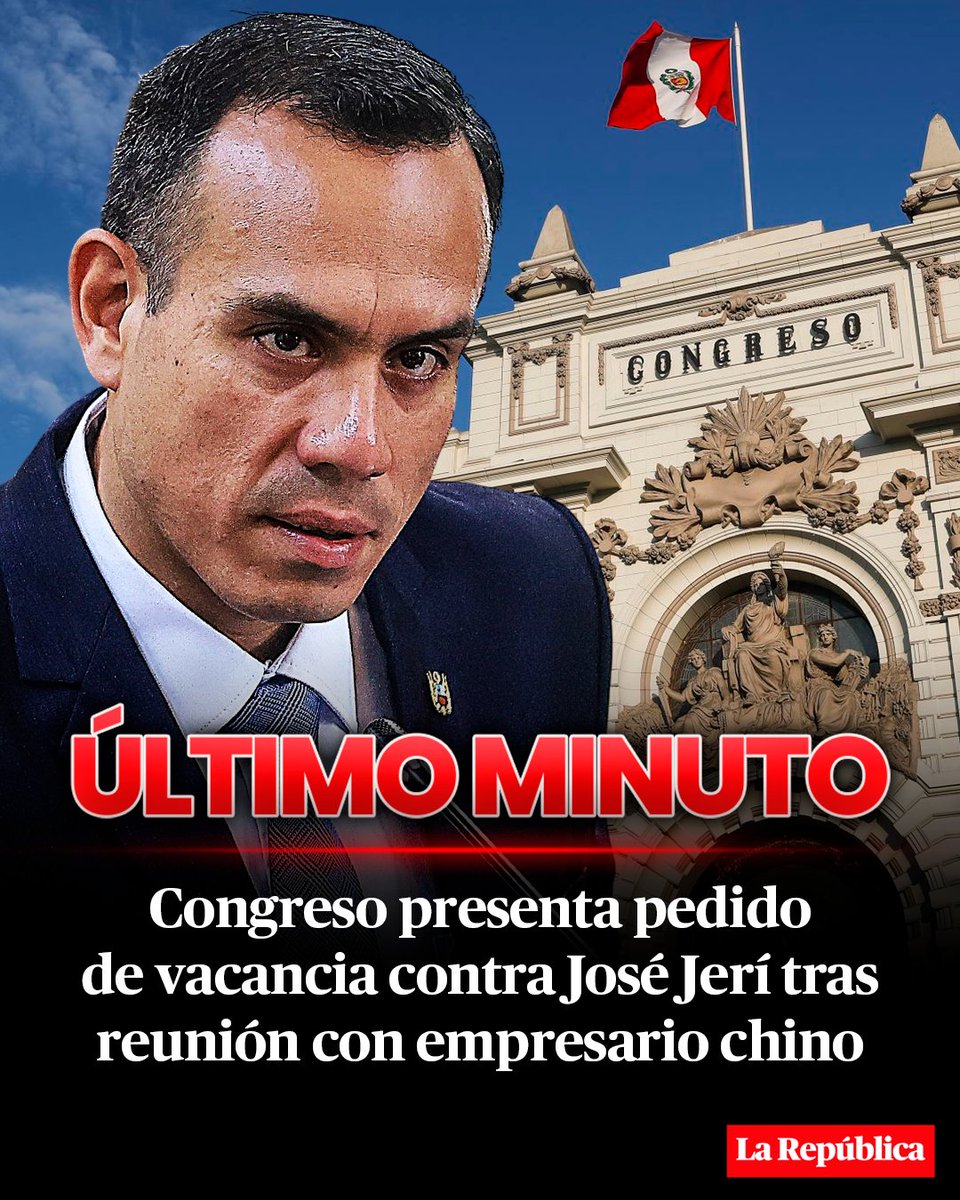 🚨👀 Congreso presenta pedido de vacancia contra José Jerí tras reunión con empresario chino

El congresista de izquierda Segundo Montalvo impulsa una moción de vacancia contra el presidente por incapacidad moral.