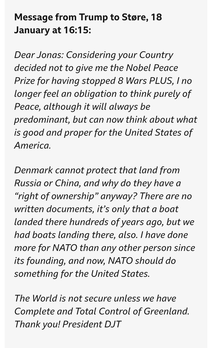 VickyGooders's tweet photo. After receiving that from the orange excrement, I'd be even more determined to stop the bully boy brat from getting his filthy corrupt paws on Greenland.
#TrumpIsUnfitForOffice 
#Greenland https://t.co/sQDGGhs6xS