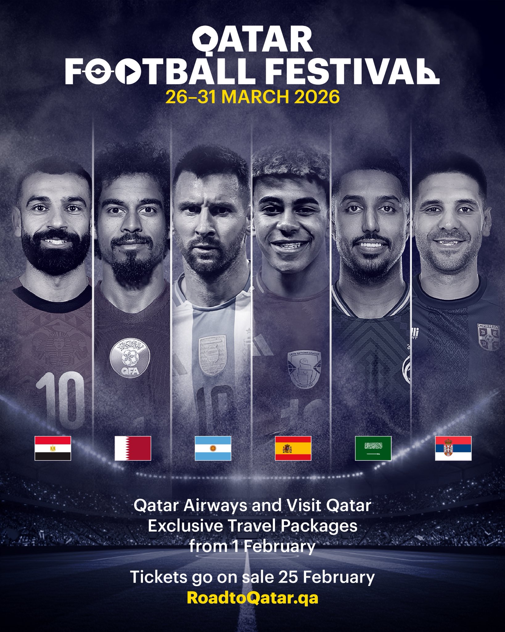 عاجل | أعلنت اللجنة المحلية المنظمة لأحداث كرة القدم عن مهرجان قطر الذي سيعقد في الدوحة بحسب المباريات التالية: 26 مارس: مصر ضد السعودية. 26 مارس: قطر ضد صربيا. 30 مارس: مصر ضد إسبانيا. 30 مارس: السعودية ضد صربيا. 31 مارس: قطر ضد الأرجنتين 