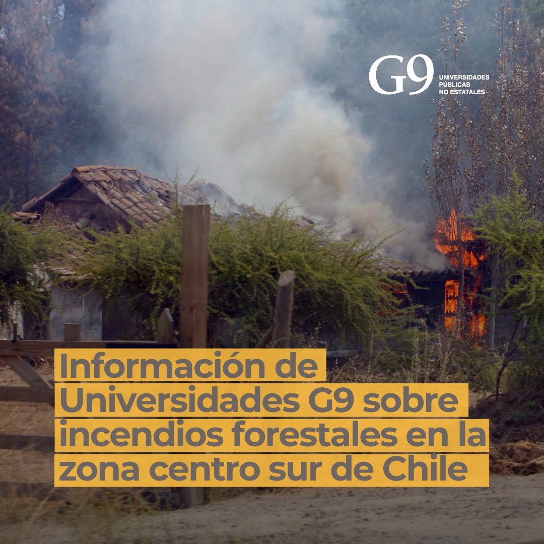 UniversidadesG9's tweet photo. #IncendiosForestales ⚠️ | Las #UniversidadesG9 informan sobre sus protocolos de apoyo para comunidades afectadas con catastros de estudiantes, llamados a voluntariado y campañas solidarias.

📢 Más info en los canales oficiales de @udeconcepcion, @ucscconcepcion y @usantamaria. https://t.co/HD7AjDgB1G