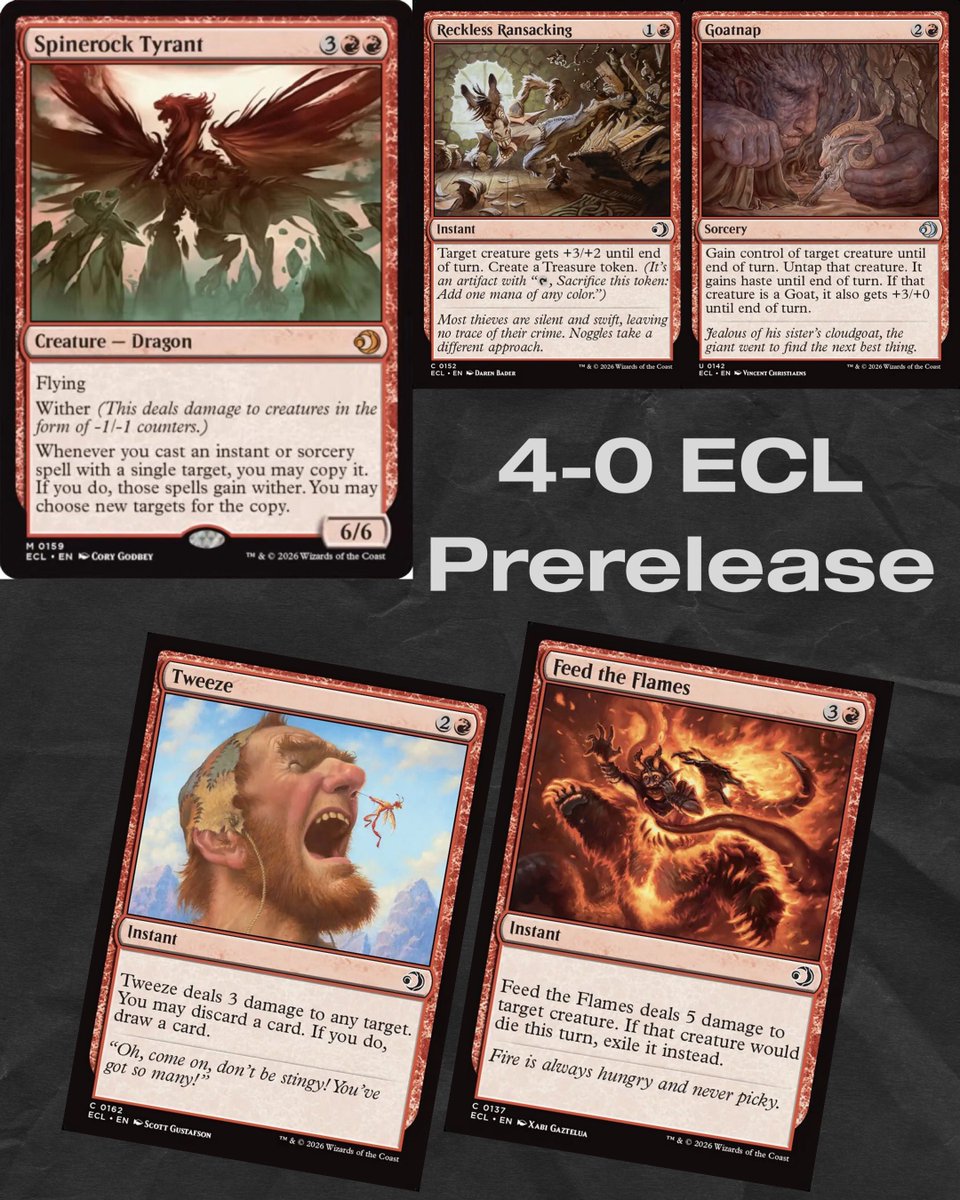 Took <a href="/norbarrazas/">nor</a> to her first prerelease yesterday. Lorwyn Eclipsed is a blast. Went 4-0 with Spinerock Tyrant - that card is NUTS!