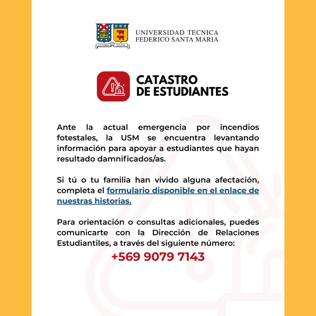 UniversidadesG9's tweet photo. #IncendiosForestales ⚠️ | Las #UniversidadesG9 informan sobre sus protocolos de apoyo para comunidades afectadas con catastros de estudiantes, llamados a voluntariado y campañas solidarias.

📢 Más info en los canales oficiales de @udeconcepcion, @ucscconcepcion y @usantamaria. https://t.co/HD7AjDgB1G