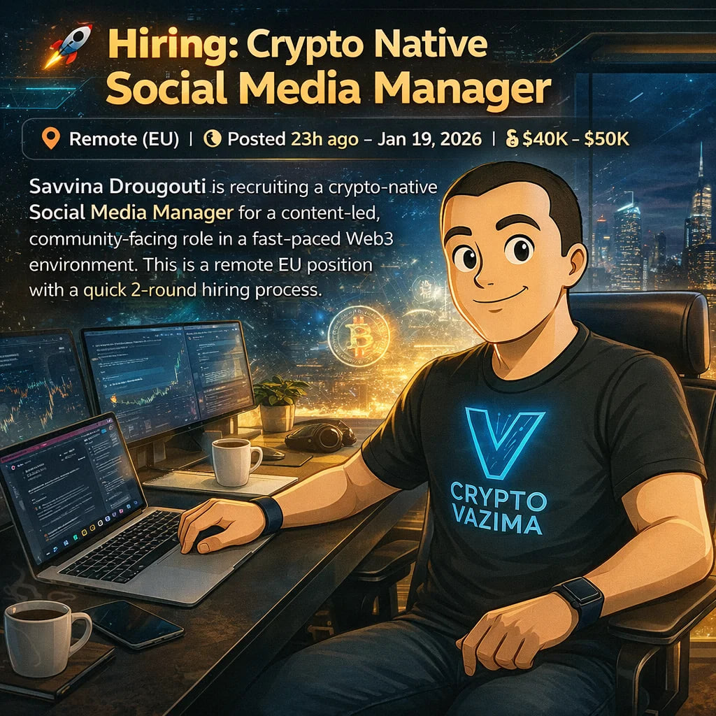 🚀 Hiring: Crypto Native Social Media Manager 📍 Remote (EU) | 💼 Full-time  | 💰 $40K - $50K | 🕐 Posted 23h ago - Jan 19, 2026 A Web3/crypto team is  hiring