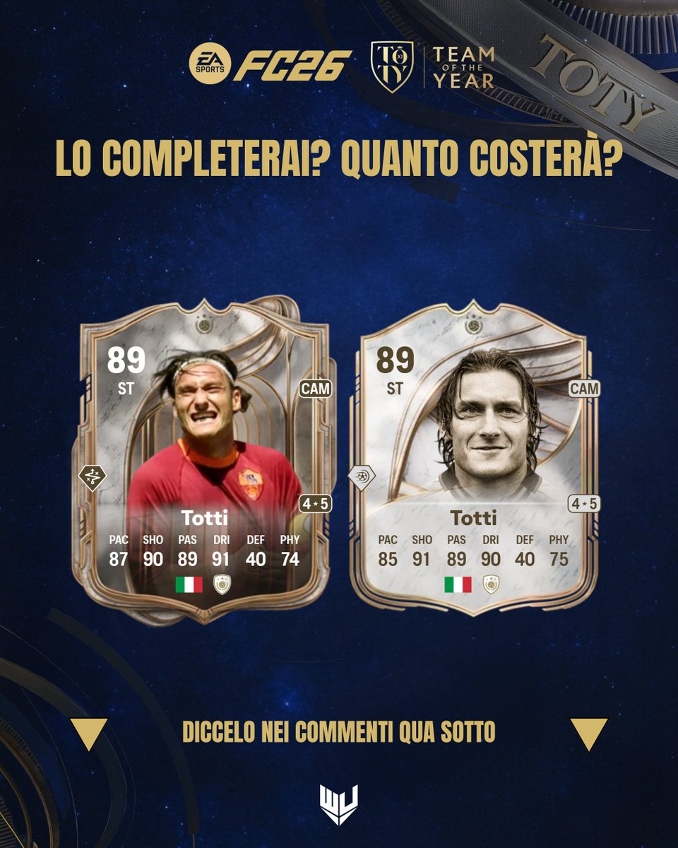 weareutita's tweet photo. Francesco TOTTI TOTY Icon SBC 🔜
#Totty #TOTY
📢 Detective FUT https://t.co/ju4y7xXvb0