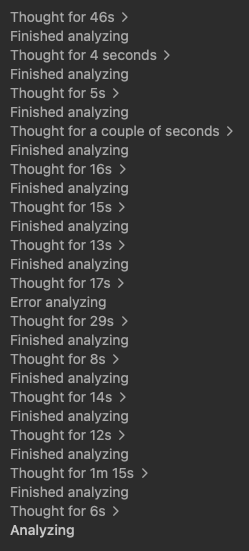 Starting to think it hasn't actually finished analyzing