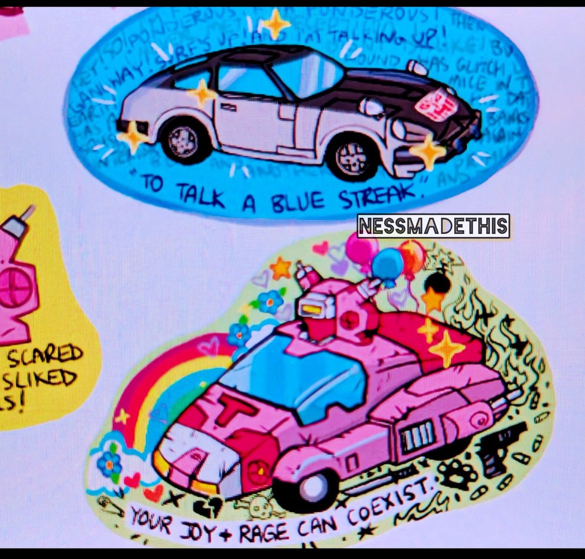 Bluestreak and Elita-1 sticker W.I.P designs for my monthly sticker club.