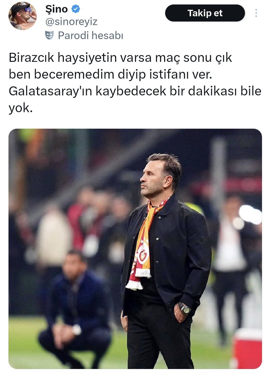 Bu ve bunun gibi anonim hesaplar, en ufak bir sıkıntıda, 3 sezondur şampiyon olan 5 kupalı Okan Buruk'a hakaretler ediyorlar.
Amaçları belli!
Amaçları Galatasaray veya başarı değil!
Lütfen tuzağa düşmeyin!