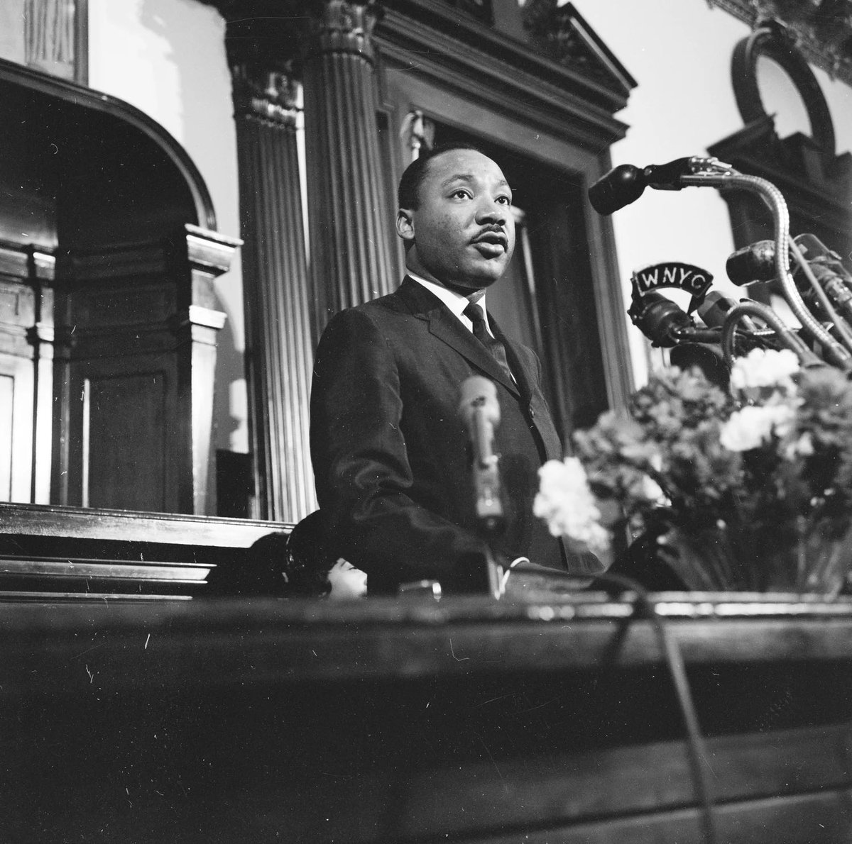 NYCMayor's tweet image. In 1964, Dr. Martin Luther King Jr. visited New York City on his way home from accepting the Nobel Peace Prize in Norway. Speaking to a packed crowd at City Hall, Dr. King said, 
 
"Those who have sat so long in darkness now find themselves lighting the way for others... They…