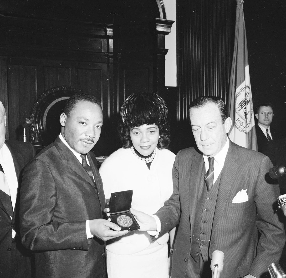 NYCMayor's tweet image. In 1964, Dr. Martin Luther King Jr. visited New York City on his way home from accepting the Nobel Peace Prize in Norway. Speaking to a packed crowd at City Hall, Dr. King said, 
 
"Those who have sat so long in darkness now find themselves lighting the way for others... They…