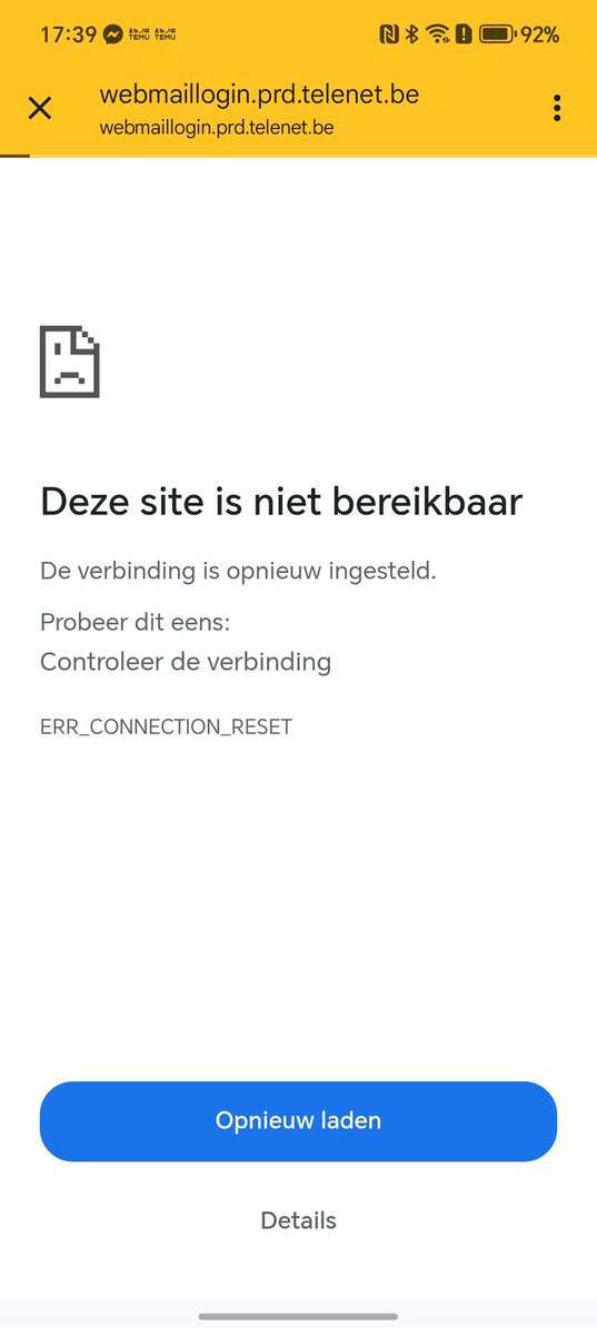 SchoonbaertAnn's tweet photo. @Telenet
Ik kan mijn mails (via Telenet) niet opvragen. De internetverbinding is uitstekend.
Wat kan ik doen?
Dank u. https://t.co/qIacIr8WQf