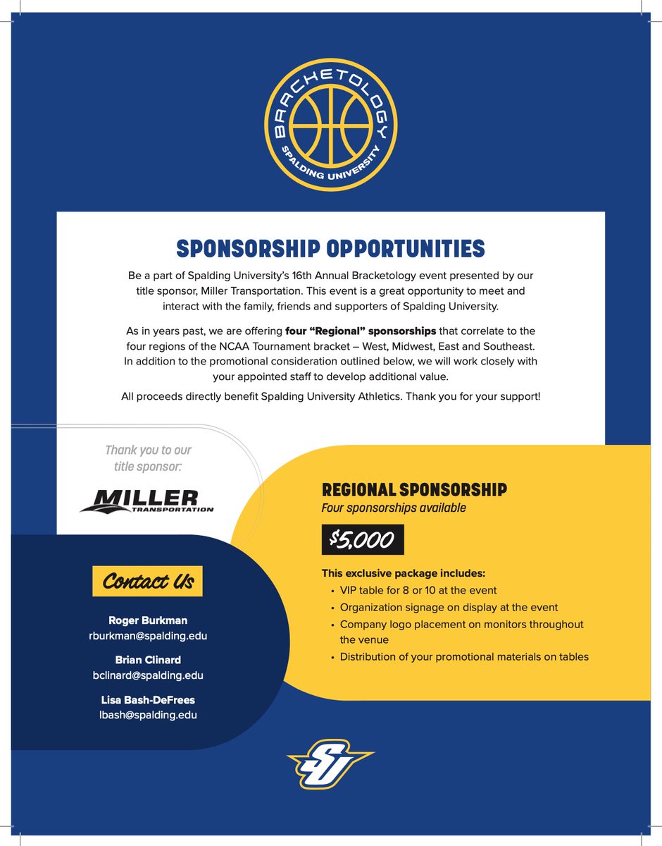 Get your Bracketology Raffle Tix here:
For every $100 raffle ticket that our team sells, we will receive $50 into our fundraising account.

Raffle ticket does NOT grant access to event.  Drawing will be streamed at 9pm on 3/16/26! apply.spalding.edu/register/brack…