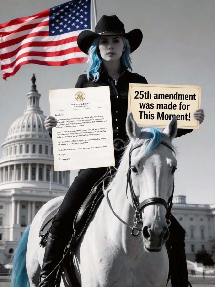 Trump tying Greenland takeover to a Nobel grudge? His letter is beyond embarrassing, it's unhinged. Petty, dangerous, and a clear sign he's unfit. The 25th Amendment was made for moments like THIS. Congress: DO YOUR JOB. #25thAmendmentNow
