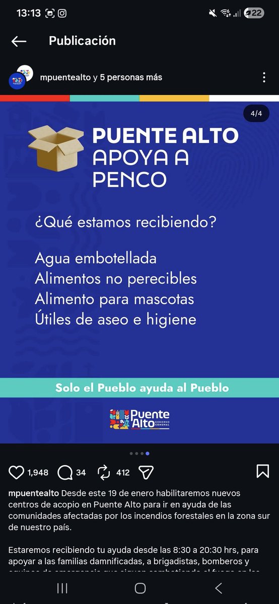 ArriaYasn's tweet photo. Gente de Puente alto. Les dejo los centros de acopio de la municipalidad. 
Los que puedan ir y ayudar se agradece, si no pueden difundir la información también es importante! 

#puentealto #IncendiosForestales https://t.co/qqQ7xGEkbn