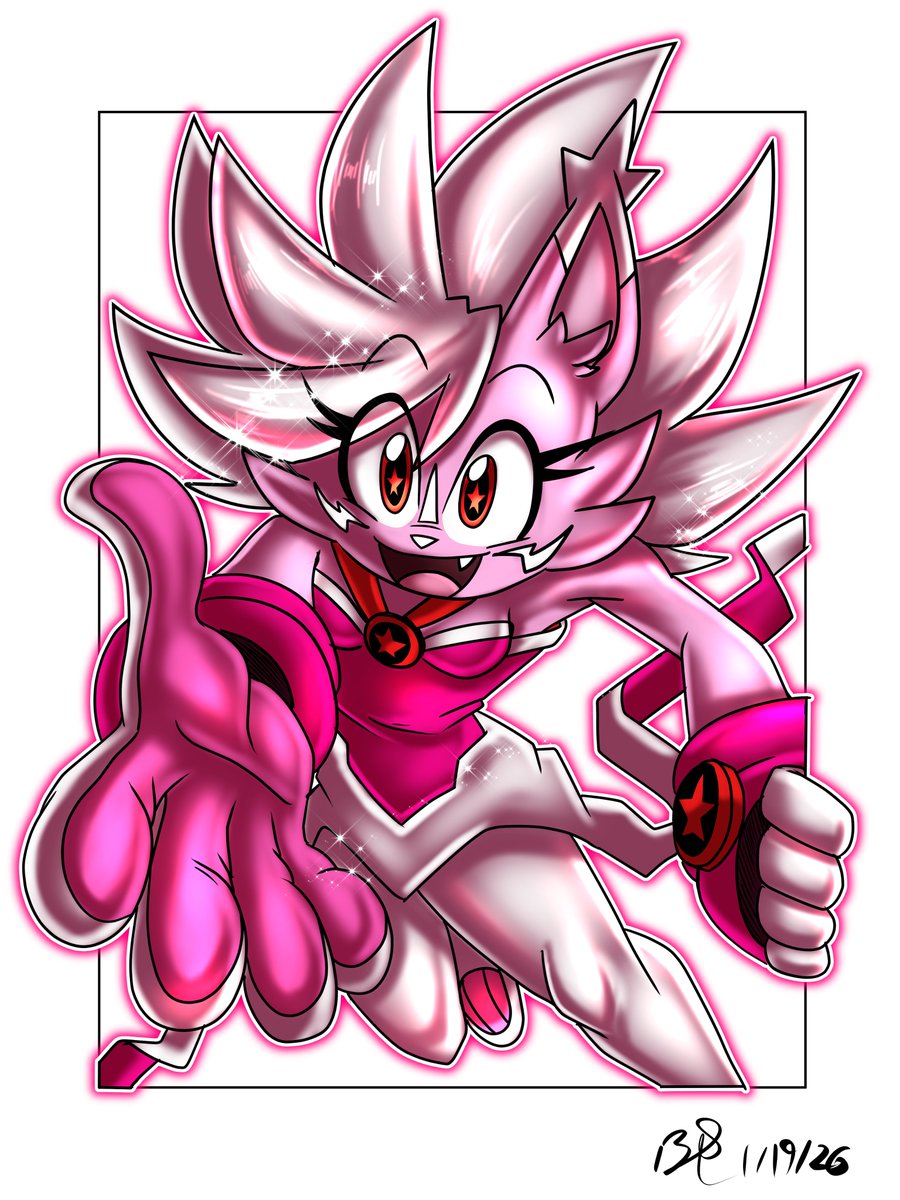 And now Nicole's all shiny, super, dynamic and most importantly FULL RENDERED Look at that cutie! 

#Commission #Commissionsopen #Nicolethehololynx #Archiesonic #Overclocknicole #Cute #Digitalart