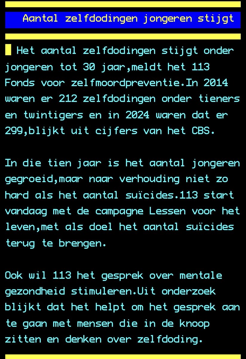 GommersJack's tweet image. De NOS,
@Sjaakd3Bruin 
In het buitenland waren de grote aantallen #zelfdoding in Nederland al op gevallen EN de stijgende lijn hierin. 
Ach, het is normaal dat ouders ongerust zijn over hun kinderen toen ik hulp zocht bij #GGZ. 
Men had zich vergist gaven ze me later aan……….