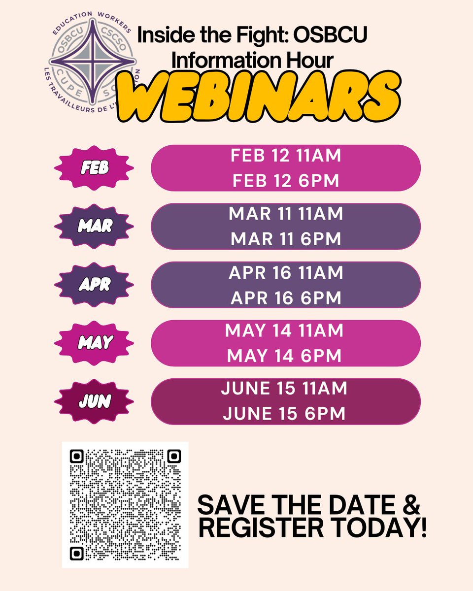 🟣 Inside the Fight starts now.
OSBCU’s 2026 prep webinars are live for registration.
📅 Save the dates!
🔗 Register early: ow.ly/7Ee150XZJmT
📣 Spread it across your worksites
We win when we’re ready.
We’re ready when we’re informed.