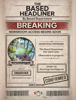 asmabe68's tweet photo. Just printed my exclusive Based Headliner!

now i get to be early to the era of internet opinion markets.

head to discord to grab yours ASAP, this is your chance to be early → https://t.co/F9kd2jpt9C https://t.co/03Xjr5N1yk