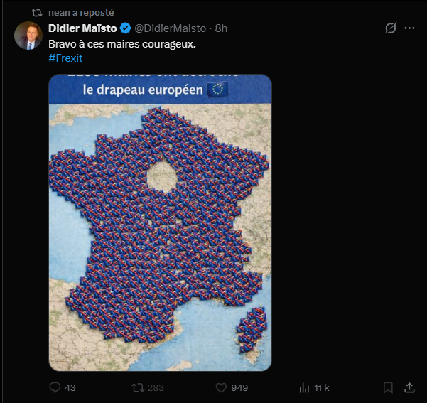 Kilékon ce <a href="/DidierMaisto/">Didier Maïsto</a> , même les mairies en Catalogne , Aragon etc. 🤣
Et bien entendu source : t'inquiète