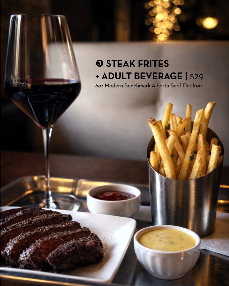 This is your Happy Meal… but you’re definitely not a kid anymore.

Martinis instead of juice boxes.
Wagyu instead of nuggets.
Steak frites that actually mean something.

Luxury. Value. Zero apologies.
Eat like an adult.

Starts Monday, February 2nd
📍 Both locations
