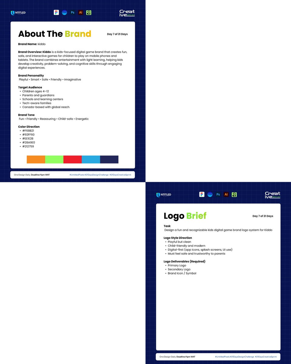 theanndesign's tweet photo. Kiddo is a kids digital game brand built around fun, safety, and imagination.
I focused on rounded forms, bright colors, and a friendly tone that works for kids and earns parents’ trust.

#BrandIdentity #untitledpixels #21daysdesignchallenge #21dayscreativesprint https://t.co/vnylmzUioW
