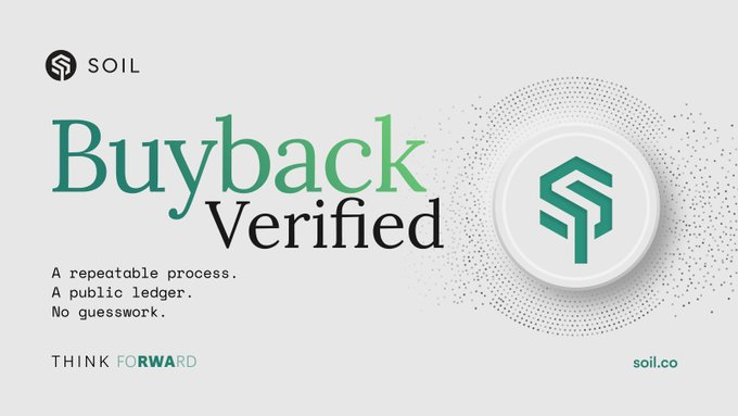$SOIL just launched full on-chain and real-time buyback tracking, funded 100% by real yield from tokenized RWAs!

▫️ 200,000 tokens already repurchased

▫️ $1M+ previously burned

▫️100% visible here: dune.com/soilprotocol/s…

If you don't know what $SOIL is, here's a quick TL;DR: