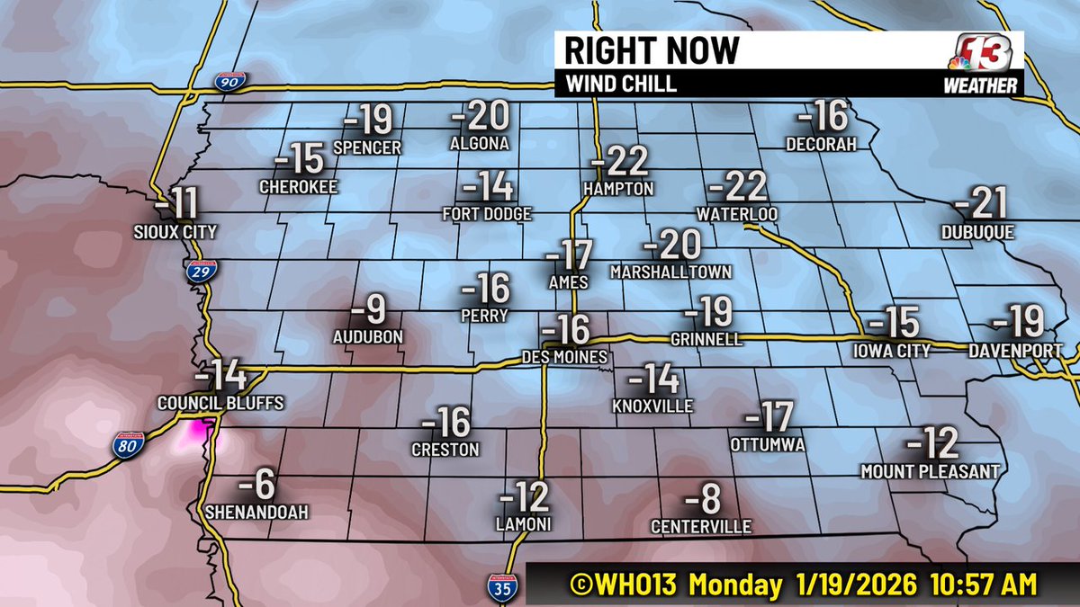 11 AM Wind Chills on 1/19/26