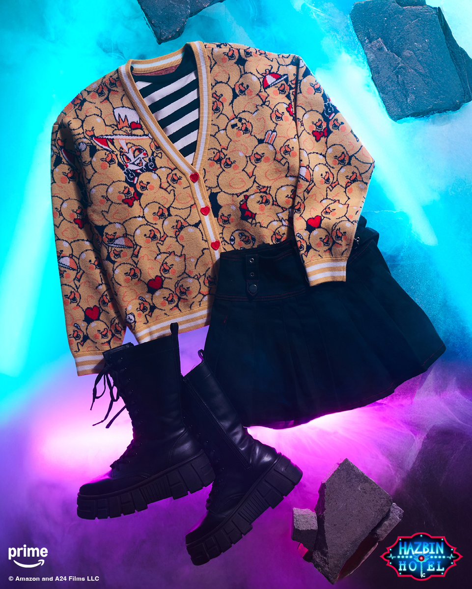 HotTopic's tweet image. Your style redemption arc starts now. New Hazbin Hotel pieces are here: cur.lt/3kbnoqg1o