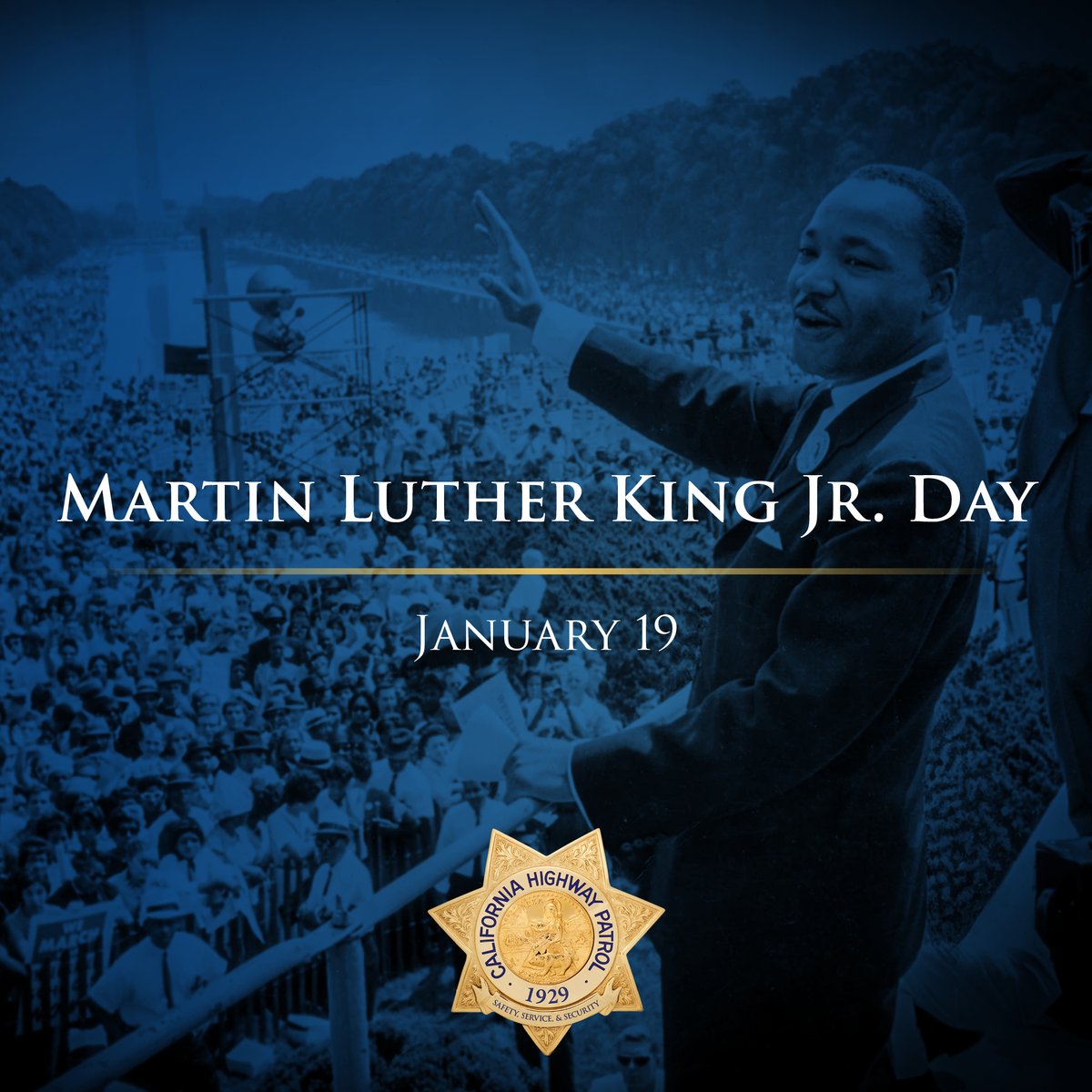 Today, we honor the life and legacy of Dr. Martin Luther King, Jr. This day is more than a celebration of his birthday; it is a national reminder of the power of service and community.

#CaliforniaHighwayPatrol #MLKDay #Community #SafetySeviceSecurity