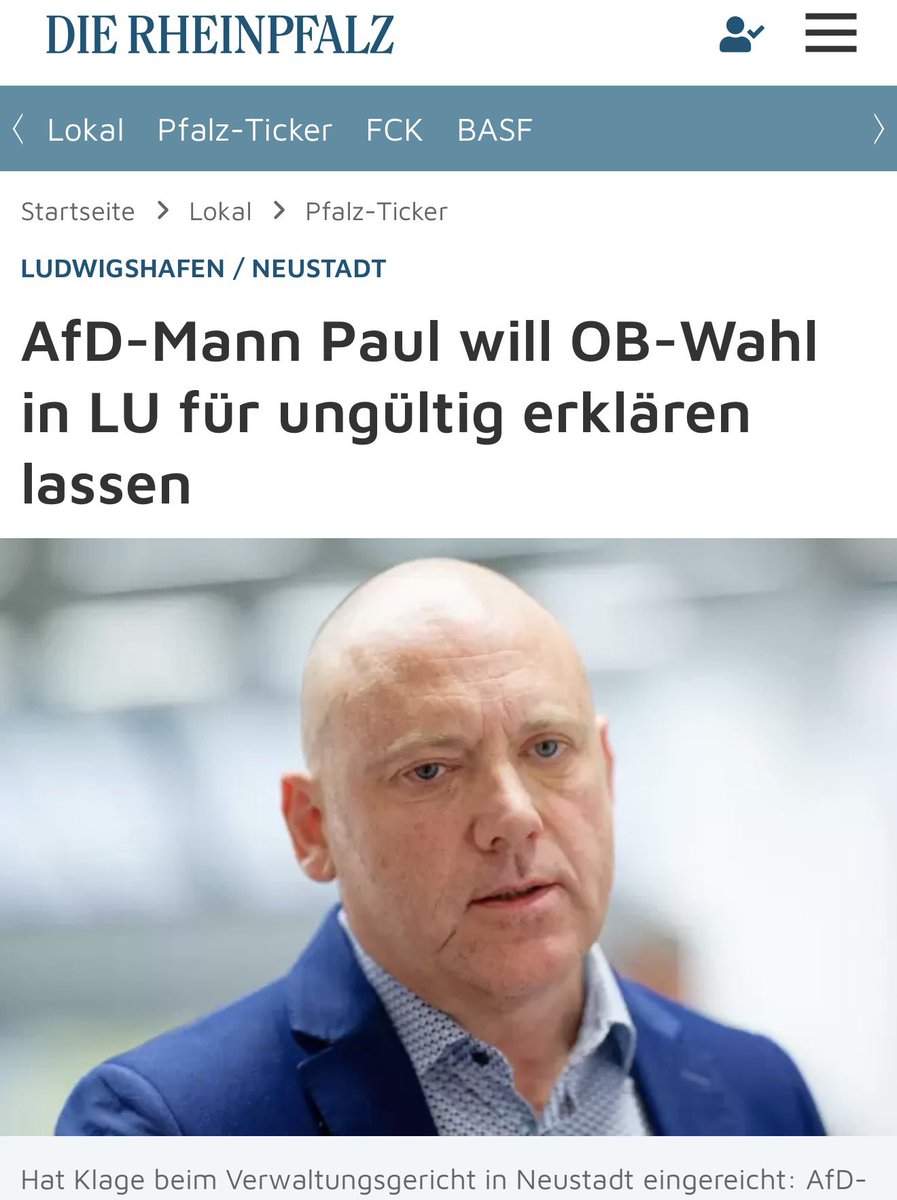 JoachimPaul_AfD's tweet image. Mindestens 26% der Ludwigshafener wollen das. Sie wollen endlich wählen, wen sie wollen. Der angebliche, sogenannte OB Blettner ist nicht demokratisch legitimiert. Er konnte nur knapp 13% (!) der Wahlberechtigten auf sich vereinigen! #Ludwigshafen