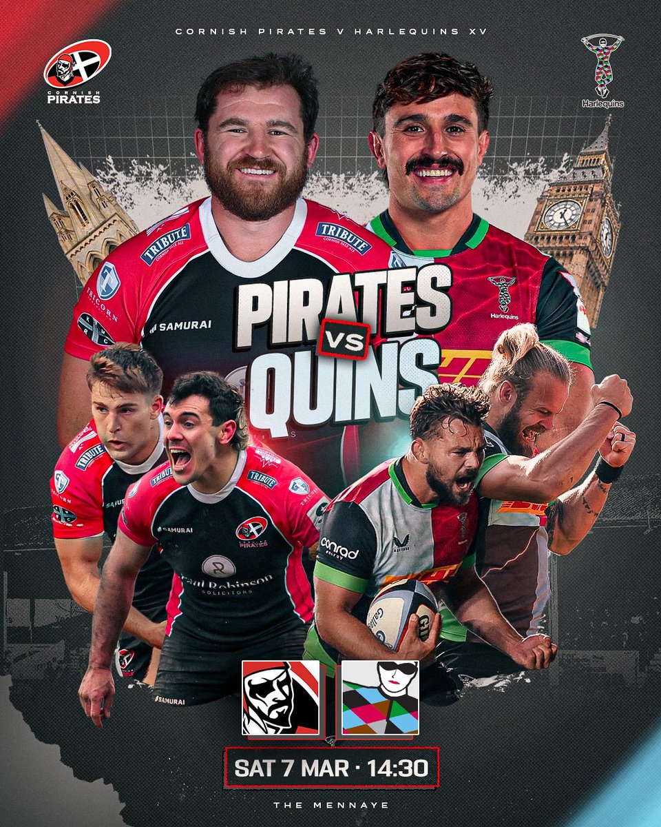𝐐𝐮𝐢𝐧𝐬 𝐜𝐨𝐦𝐞 𝐭𝐨 𝐂𝐨𝐫𝐧𝐰𝐚𝐥𝐥 🃏 

We are delighted to announce one of the biggest names in club rugby are coming to Cornwall when we take on a <a href="/Harlequins/">Harlequins 🃏</a> XV at The Mennaye on Saturday 7 March (14:30).

The first ever meeting between the two in Penzance and first