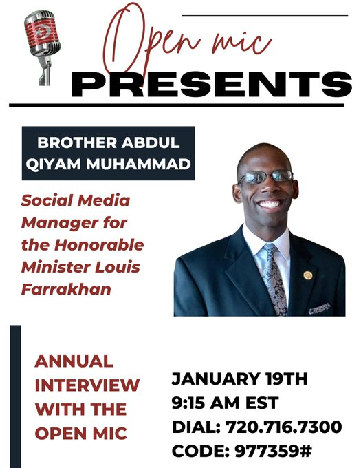 WOW! We thank <a href="/BrotherQiyam/">Brother Abdul Qiyam Muhammad</a> for an inspirational interview. The playback number is available for 24 hours ~ 605.313.5163 977359# and soon posted on geturknowledgon.com #OpenMic #Farrakhan