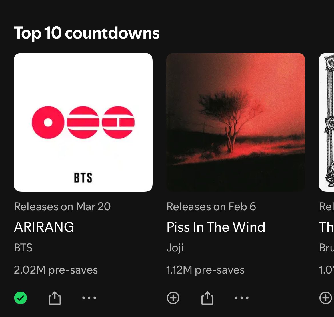 btsdatarchive's tweet image. ARIRANG hits 2 Million Pre-saves on Spotify in just 4 days. 

It needs 4M more in 58 days to break the record. 
open.spotify.com/prerelease/1Dc…