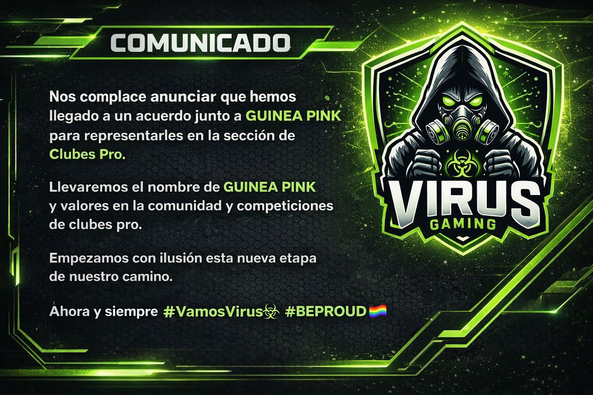 Virus_Gaming_CP's tweet image. 📢COMUNICADO📢

@GuineaPinkClub 🐹🤝 ☣️ @Virus_Gaming_CP 

#BEPROUD🏳️‍🌈 #VamosVirus