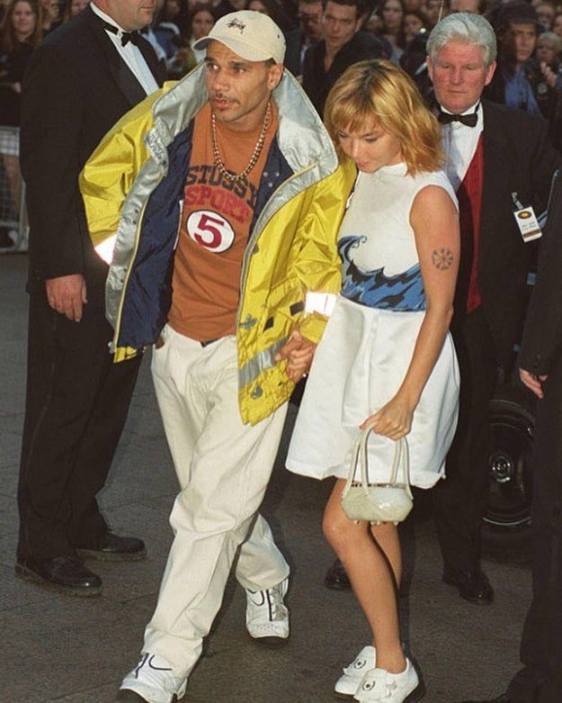 djmarkfarina's tweet image. Goldie and Björk at the premiere of Mission Impossible, July 4th 1996.