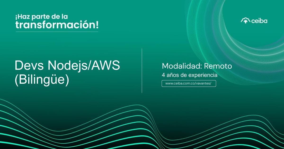 ¡Sé parte de la transformación #Nodejs/AWS! 🚀

Únete a la #FamiliaCeiba y trabaja en proyectos impactantes desarrollando software de alta calidad.  

📝 Aplica aquí: acortar.link/SyNcFA  
🔎Visita nuestro sitio web: acortar.link/xMEK0c 

#DevNodejs