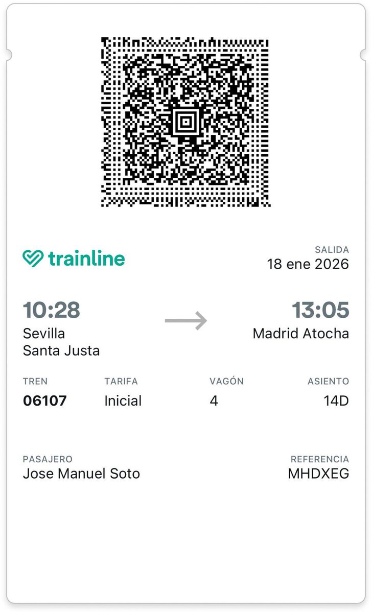 Ayer viajé a Madrid por la mañana en un tren de Yrio, (magnífico, por cierto), al poco de pasar Córdoba, al salir de un túnel, el tren vibró mucho, no le dimos importancia pero estaba claro q algo iba mal. Nadie podía imaginar lo q ocurrió horas más tarde.
Ahora es momento de