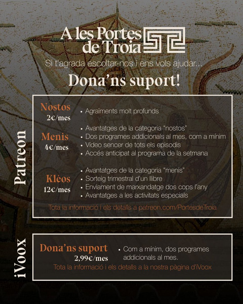 📜 Sabies que un dels manuscrits il·luminats més antics que conservem existeix gràcies a una dona?

Anícia Juliana i el Còdex de Dioscòrides (segur que a <a href="/jaume_diadoc/">Jaume diàdoc</a> li fa gràcia)

🎧 Programa especial per a mecenes

❤️ Dona'ns suport (portesdetroia.cat/donans-suport/ )