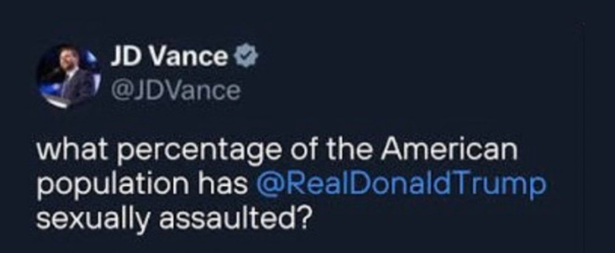 SpencerHakimian's tweet image. 🚨JD Vance asks what percent of America had been SEXUALLY ASSAULTED BY TRUMP?