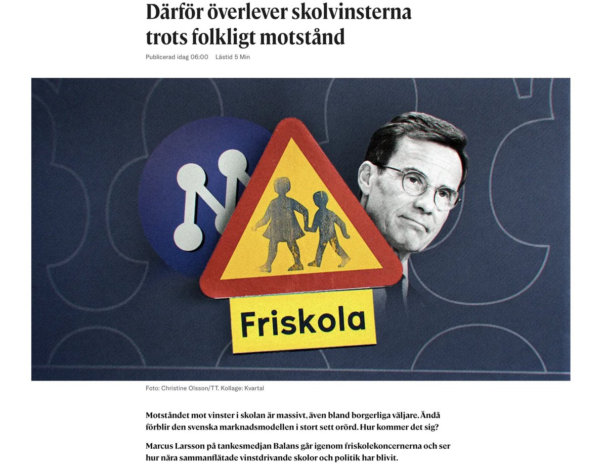 Skolinkvisition's tweet photo. "Varför står påstått konservativa partier som Moderaterna, Kristdemokraterna och Sverigedemokraterna bakom ett system som deras väljare inte vill ha och som är korrumperat av en demokratiskt skadlig ihopblandning av offentlig och privat verksamhet?"
https://t.co/1bkHxeGcKG https://t.co/acEfJrpir6