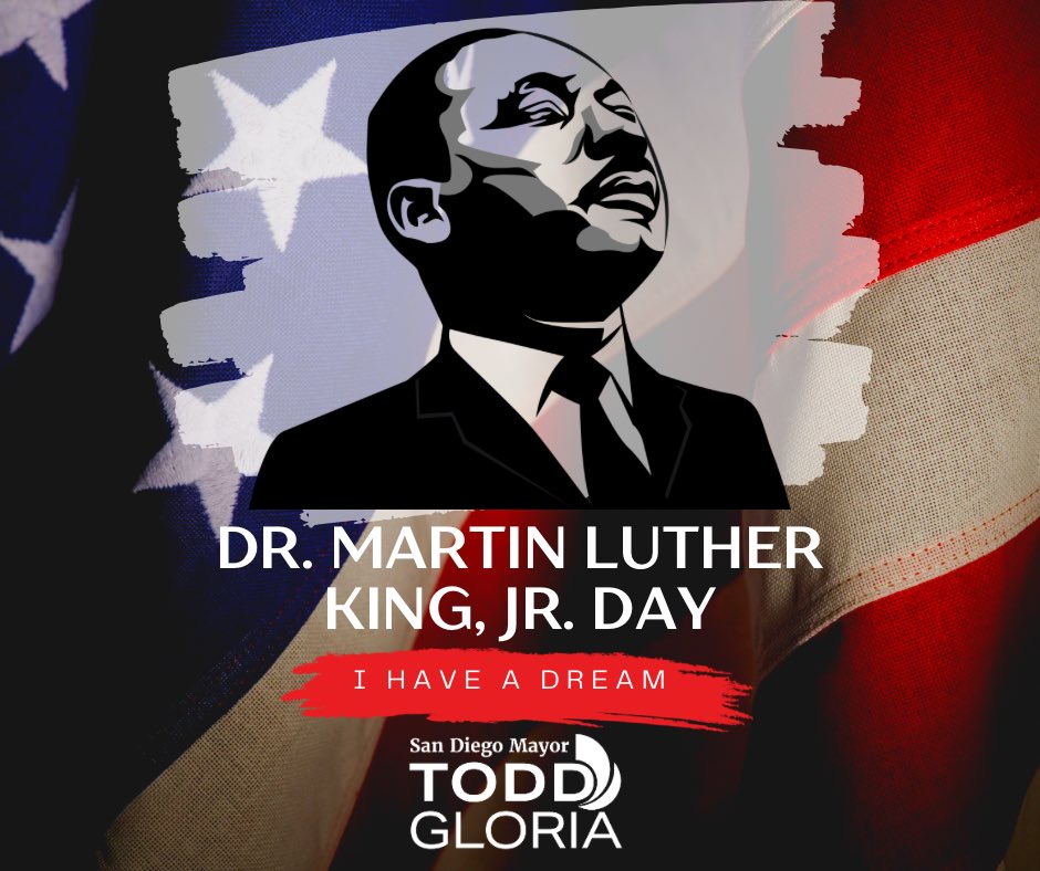 MayorToddGloria's tweet image. Dr. Martin Luther King Jr. reminded us that justice, dignity, and equality require action—not words alone. Today, San Diego honors his legacy by serving our neighbors, standing up for one another, and continuing to do the work to build a San Diego that works #ForAllofUs. #MLKDay