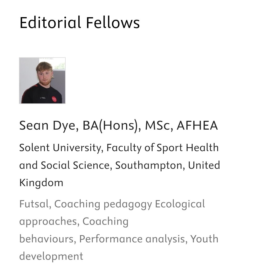 RBSeanDye's tweet photo. I very exciting role for me. I join the football studies journal editorial board as an editorial fellow. I'm excited to see how this shapes and homes my critical analysis of research! https://t.co/RakjVbNVOh