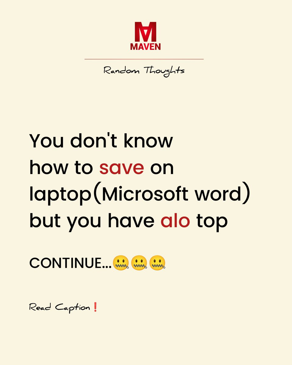 Maven_design1's tweet photo. You no sabi how to save on Microsoft Word 😭 
You want baddie lifestyle with zero basic skills. Baddie with vibes, no backups, no Ctrl + S.
But reality no dey do aesthetics sha.
Skills first. Soft life later.
#GenZThings #RandomThoughts #DigitalReality #LearnSomething #NaTruth https://t.co/zKgPesF7UR