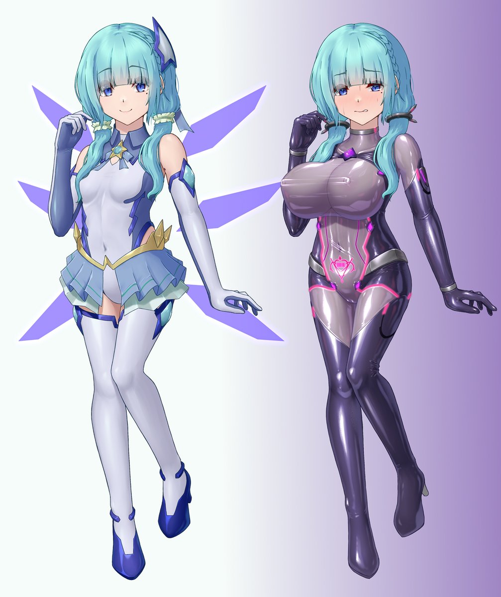 あたしキキ。こっちはうちの子変身ヒロインのJC時代のすがたと調教用スーツのすがた 