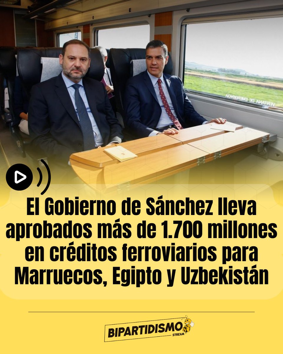 🔴 El Gobierno de Sánchez lleva aprobados más de 1.700 millones en créditos ferroviarios para Marruecos, Egipto y Uzbekistán.

gaceta.es/espana/el-gobi…